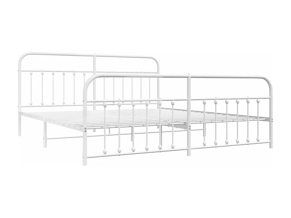 Cadre de lit métal avec tête de lit-pied de lit blanc 200x200