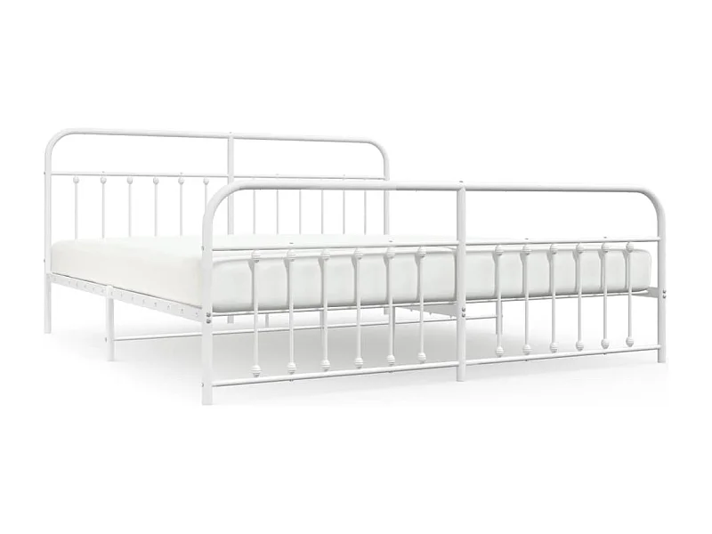 Cadre de lit métal avec tête de lit-pied de lit blanc 200x200