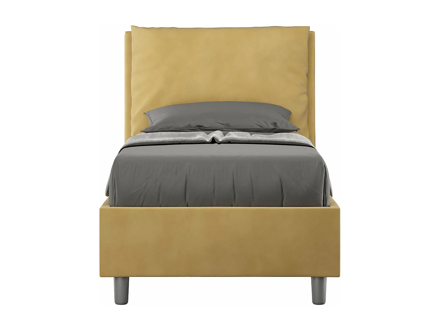 Letto con rete imbottito 90x190 microfibra ocra Appia