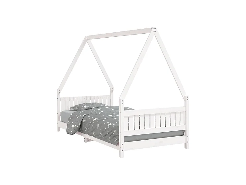 Cadre de lit pour enfants blanc 90x190 bois de pin massif