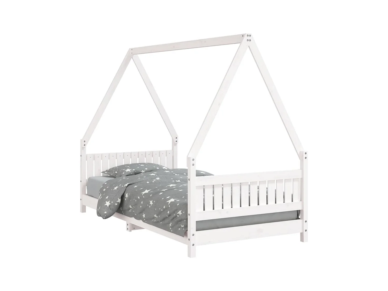 Cadre de lit pour enfants blanc 90x190 bois de pin massif