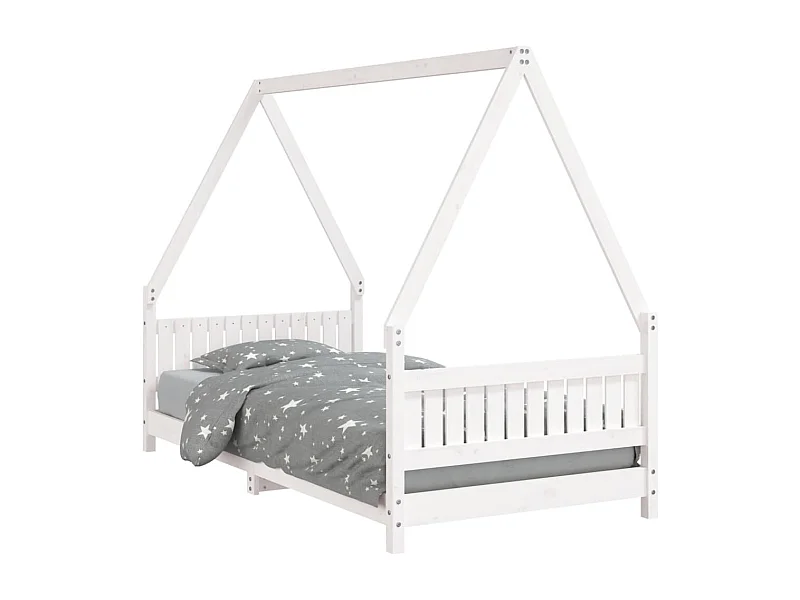 Cadre de lit pour enfants blanc 90x190 bois de pin massif