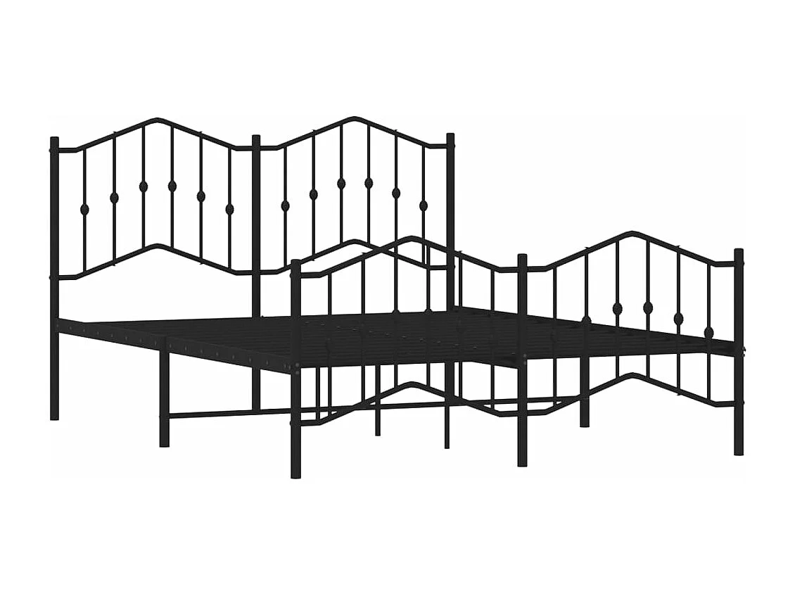 Cadre de lit métal avec tête de lit-pied de lit noir 140x200