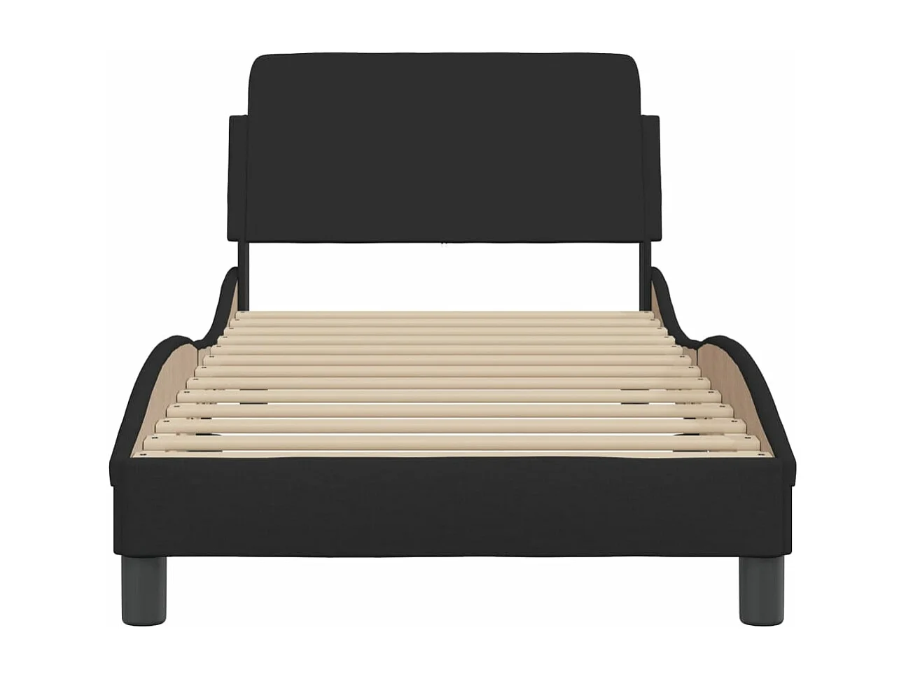 Cadre de lit avec tête de lit Noir 90x190 Tissu