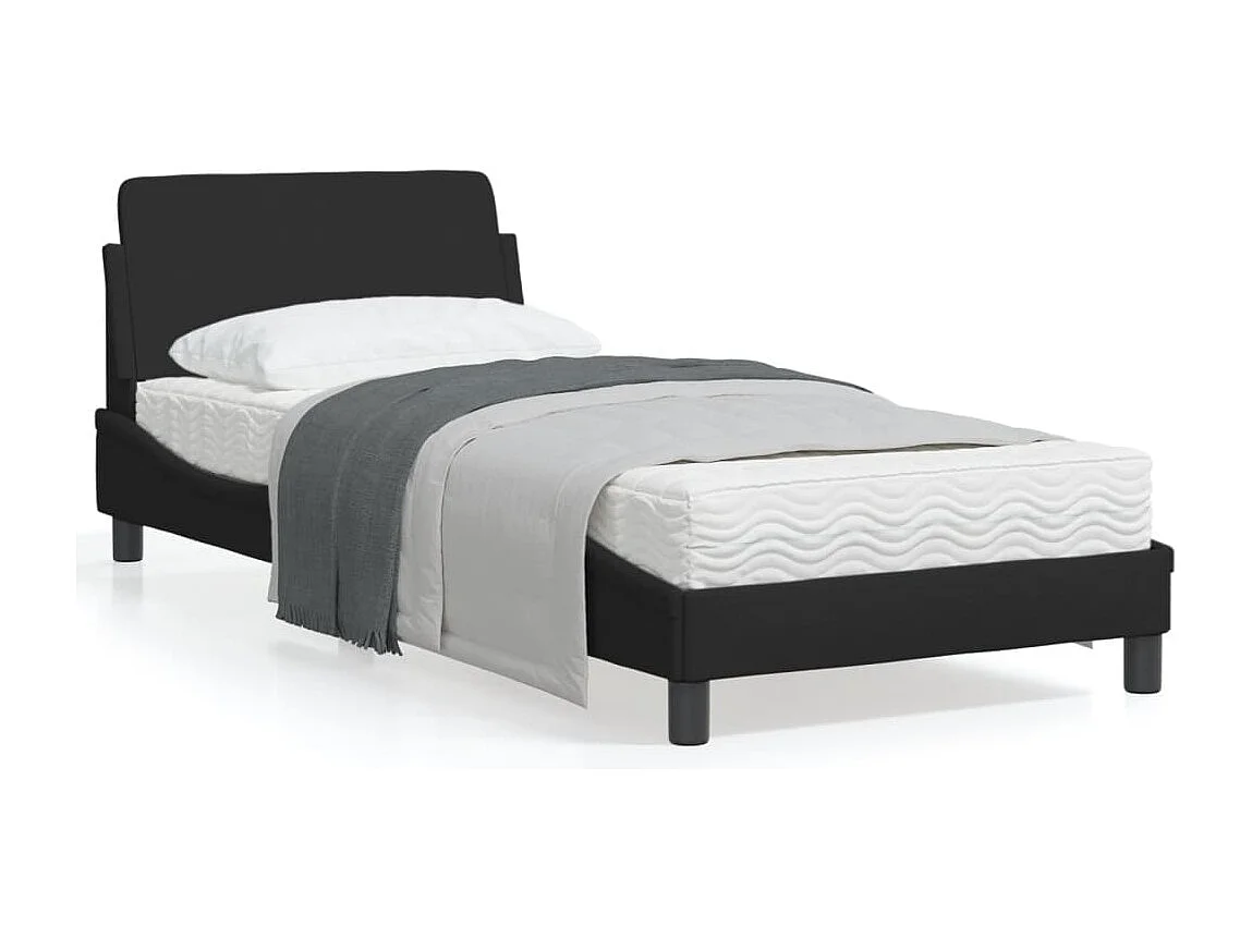 Cadre de lit avec tête de lit Noir 90x190 Tissu