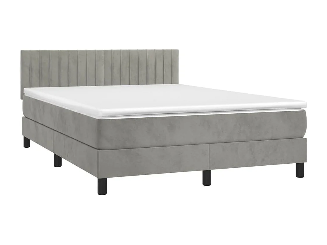 Sommier à lattes de lit avec matelas LED Gris clair 140x190