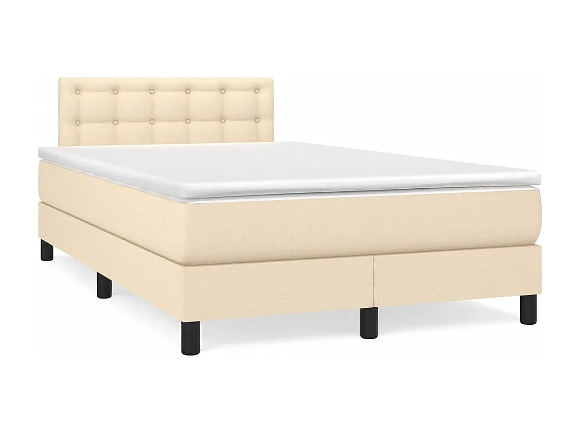 Sommier à lattes de lit avec matelas crème 120x190 tissu