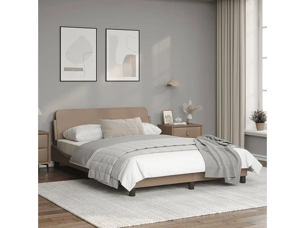 Cadre de lit avec tête de lit Cappuccino 120x200 Similicuir