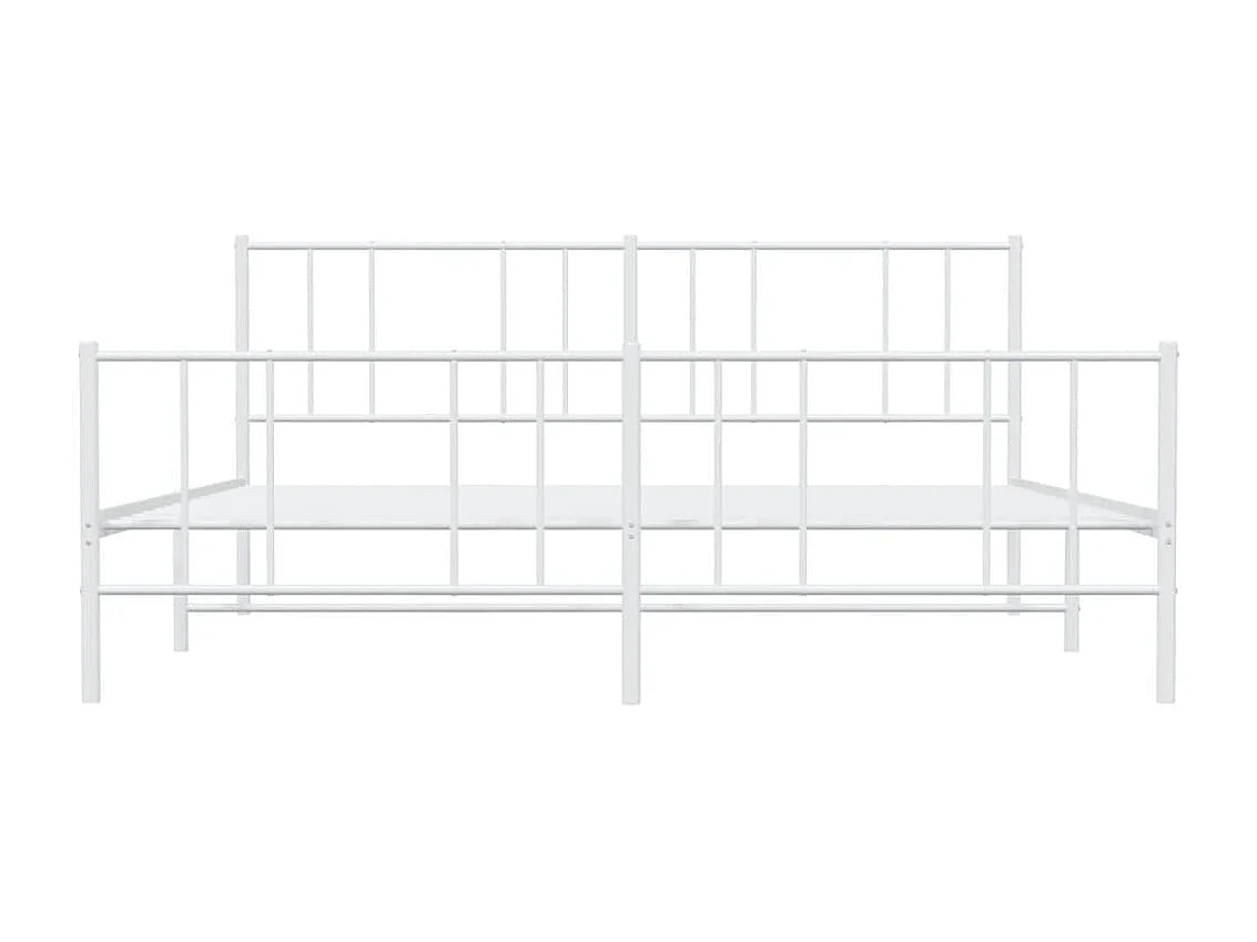 Cadre de lit métal avec tête de lit-pied de lit blanc 183x213