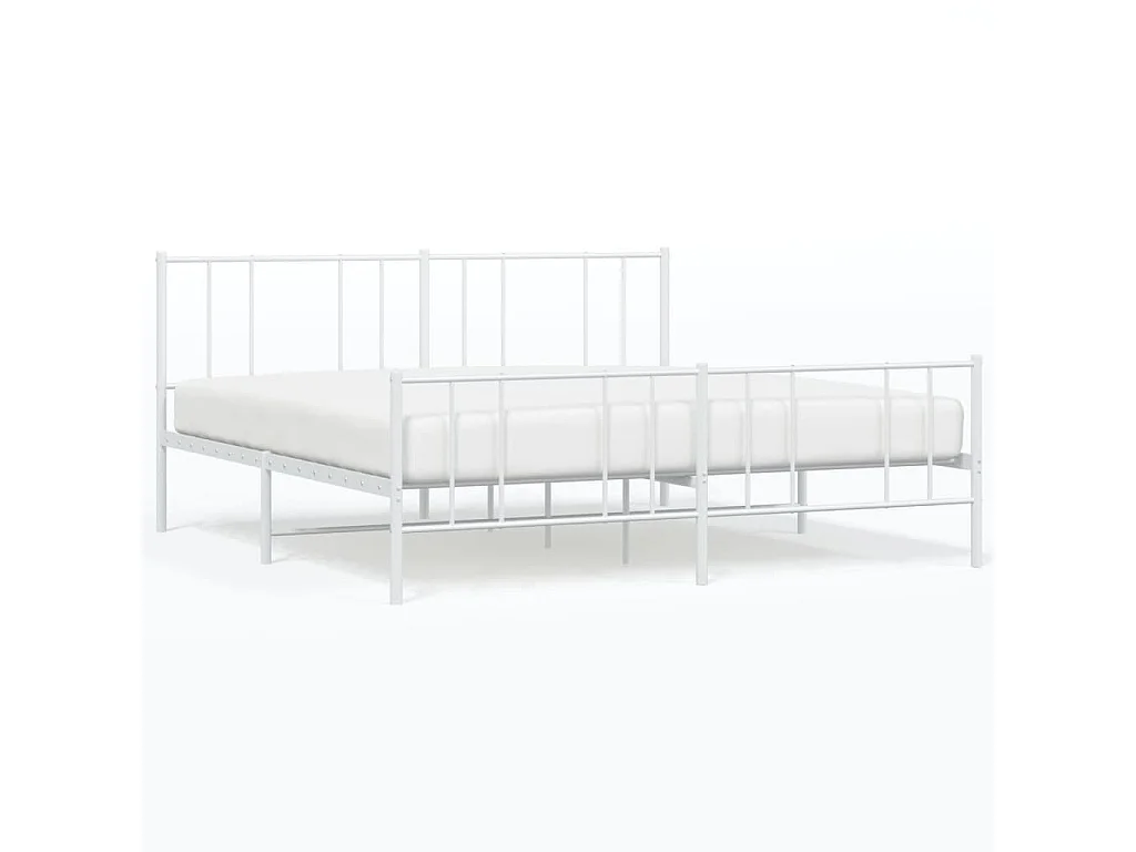 Cadre de lit métal avec tête de lit-pied de lit blanc 183x213