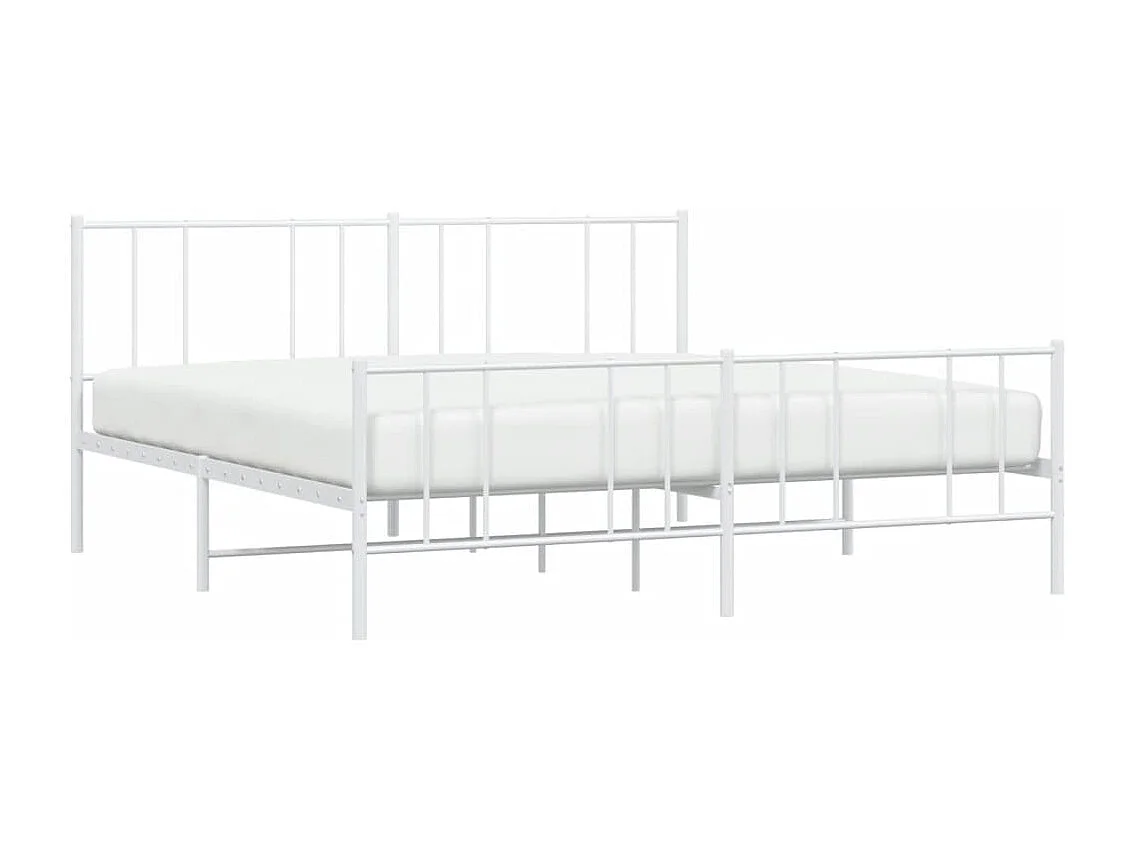 Cadre de lit métal avec tête de lit-pied de lit blanc 183x213