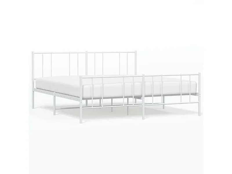 Cadre de lit métal avec tête de lit-pied de lit blanc 183x213