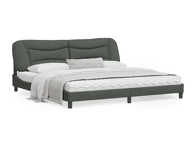 Cadre de lit avec lumières LED gris foncé 200x200 tissu