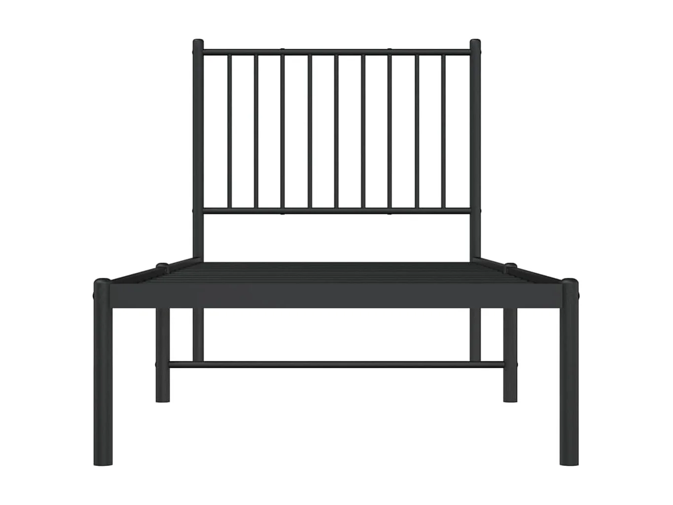 Cadre de lit métal avec tête de lit noir 75x190