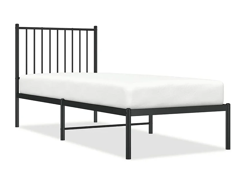 Cadre de lit métal avec tête de lit noir 75x190