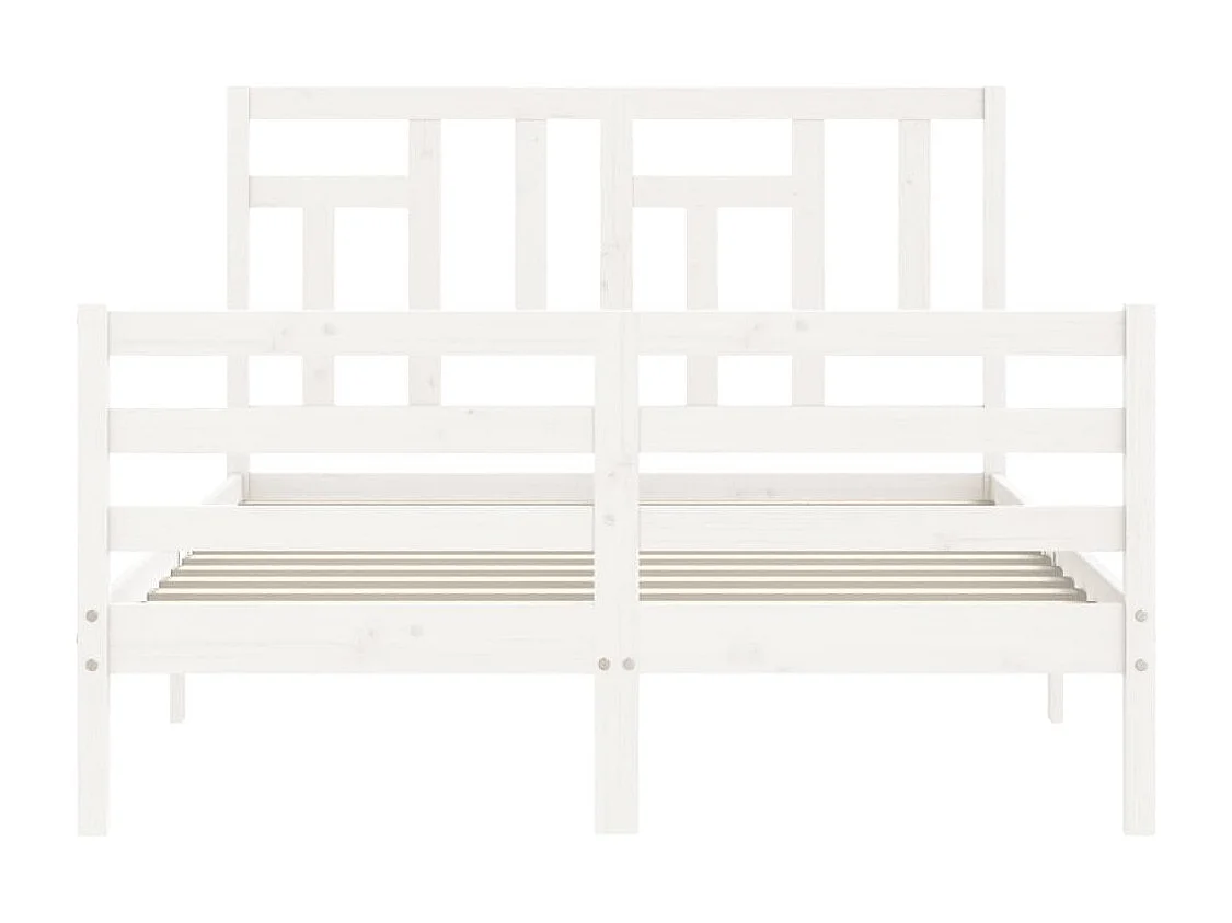 Cadre de lit avec tête de lit blanc 140x200 bois massif