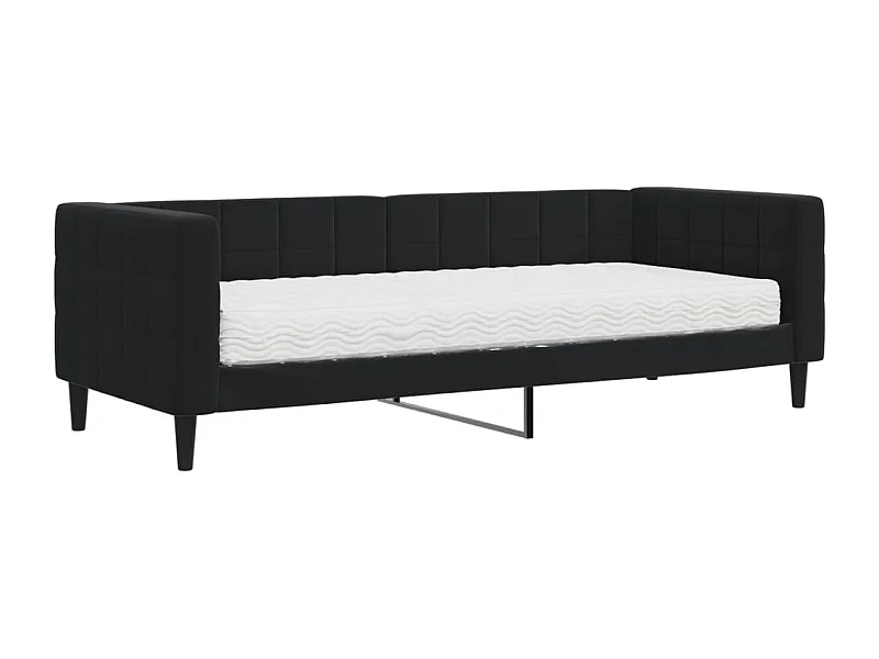 Lit de jour avec matelas noir 80x200 velours