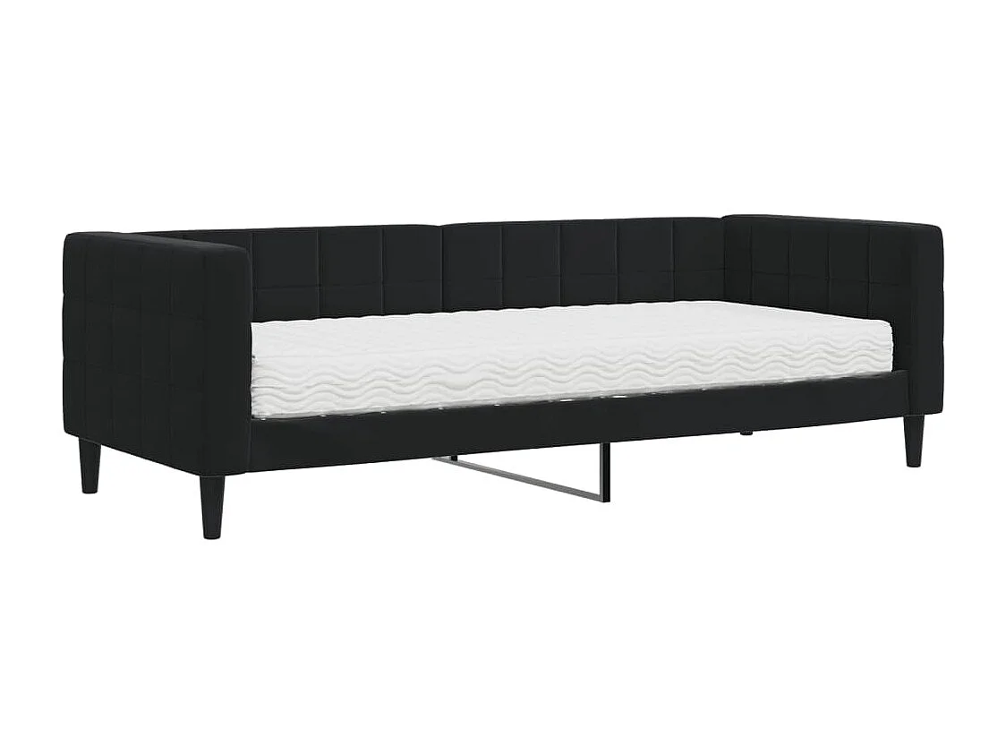 Lit de jour avec matelas noir 80x200 velours