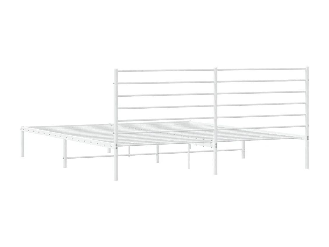 Cadre de lit métal avec tête de lit blanc 193x203