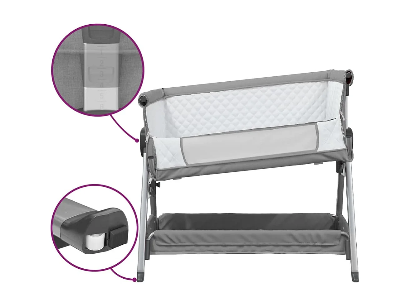 Babybed met matras linnen lichtgrijs