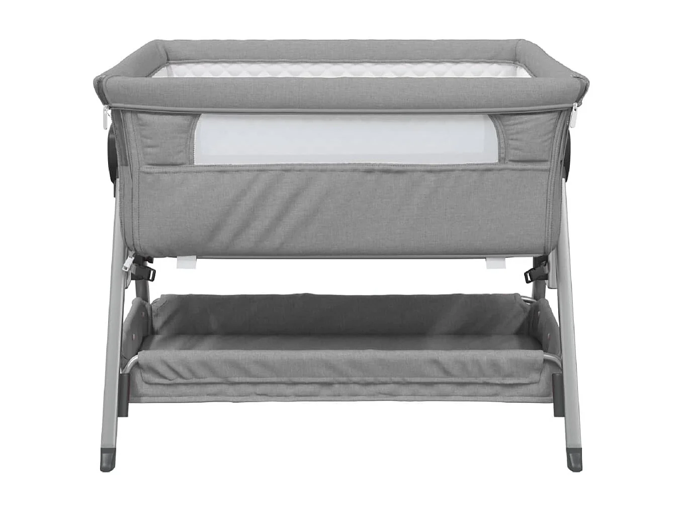 Babybed met matras linnen lichtgrijs