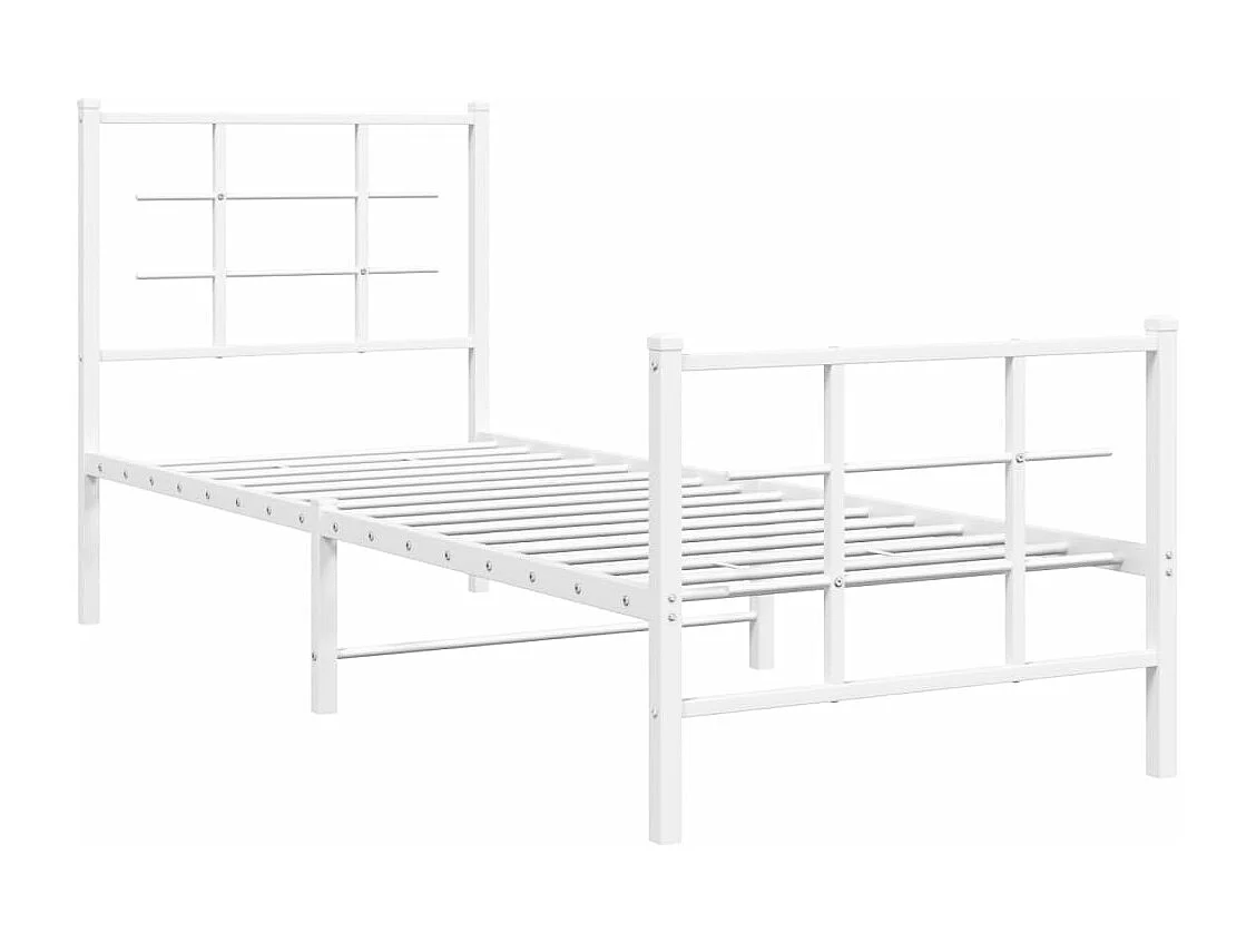 Cadre de lit métal avec tête de lit-pied de lit blanc 75x190