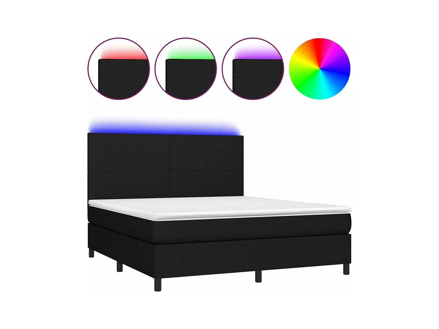 Boxspring met matras en LED stof zwart 180x200 cm