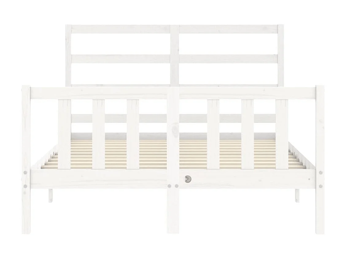 Cadre de lit avec tête de lit blanc petit double bois massif