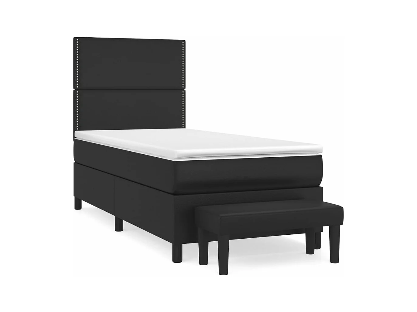 Sommier à lattes de lit avec matelas Noir 90x190 Similicuir