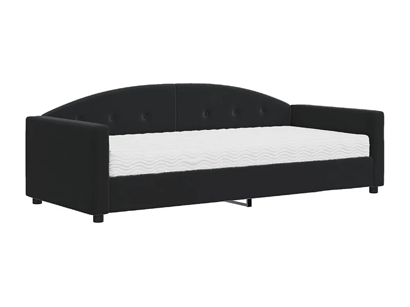 Lit de jour avec matelas noir 90x200 velours