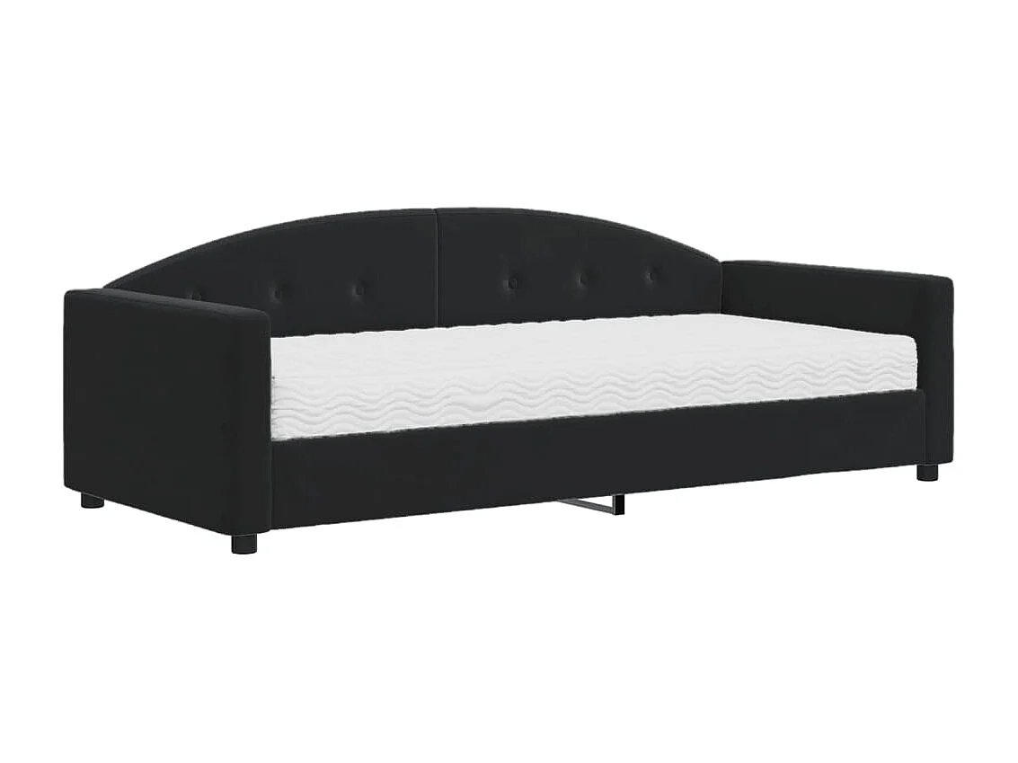Lit de jour avec matelas noir 90x200 velours