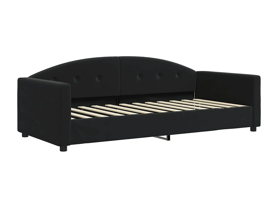 Lit de jour avec matelas noir 90x200 velours