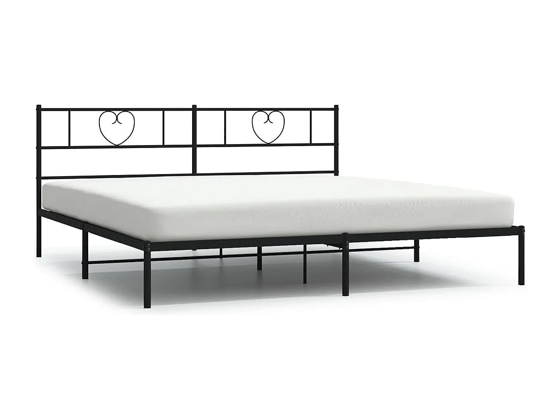 Cadre de lit métal avec tête de lit noir 183x213