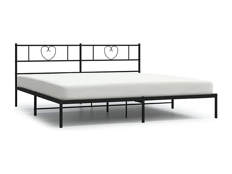Cadre de lit métal avec tête de lit noir 183x213