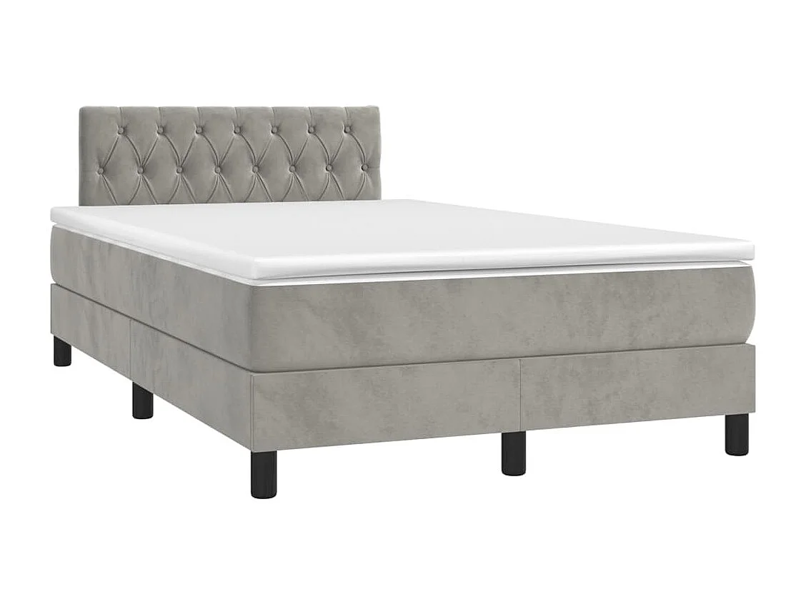 Sommier à lattes de lit et matelas Gris clair 120x200 Velours