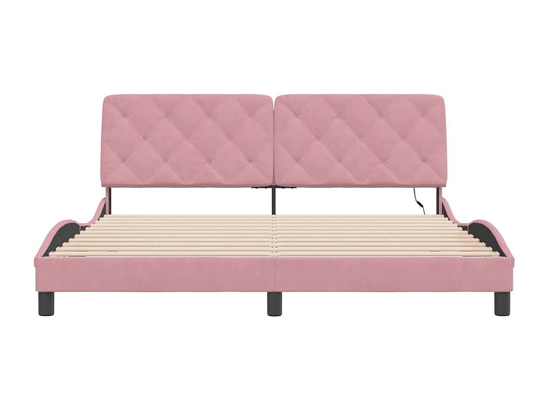 Cadre de lit avec lumières LED rose 180x200 velours