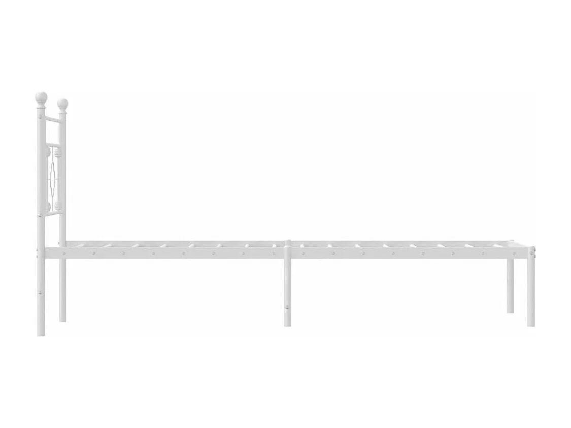 Cadre de lit métal avec tête de lit blanc 80x200