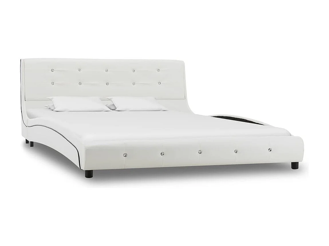 Lit avec matelas à mémoire de forme Blanc Similicuir 140x200 2