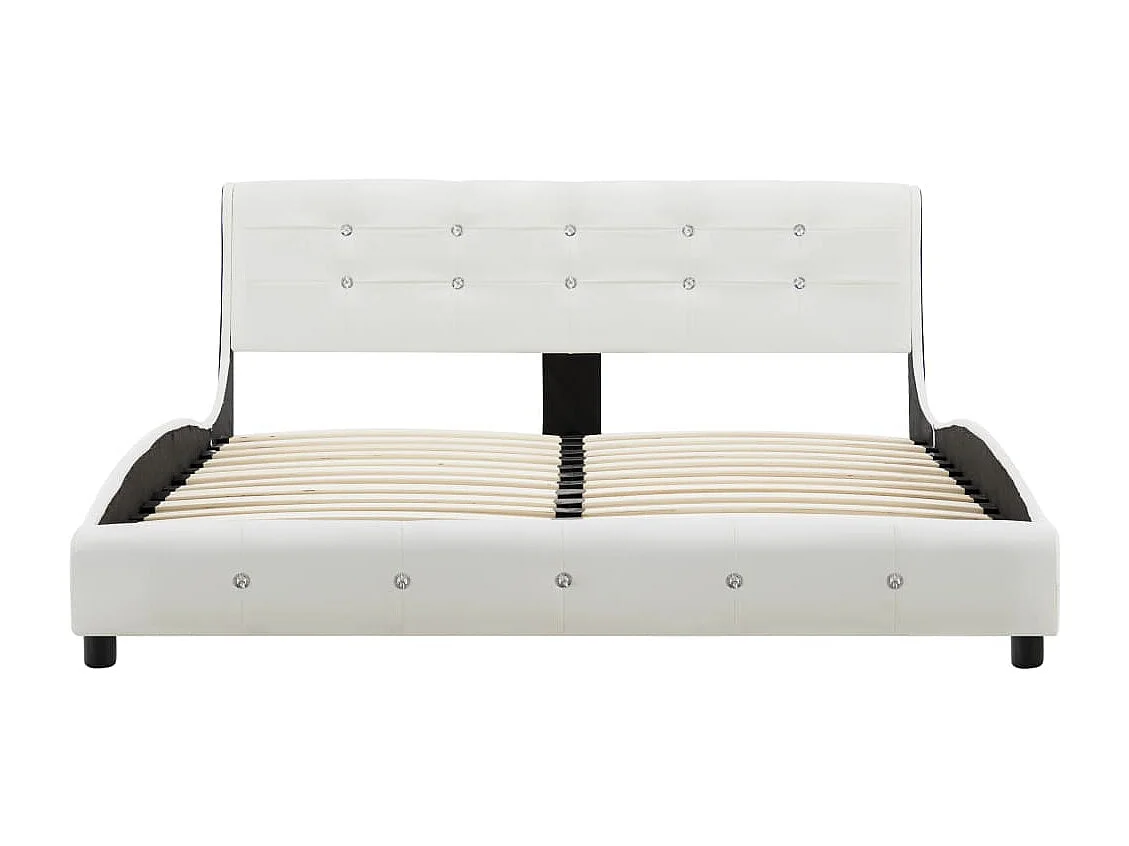 Lit avec matelas à mémoire de forme Blanc Similicuir 140x200 2