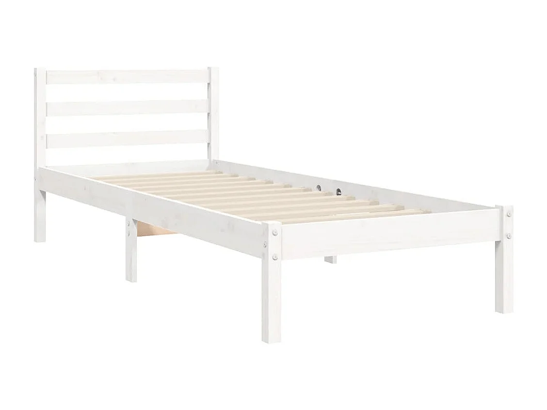 Cadre de lit avec tête de lit blanc simple bois massif