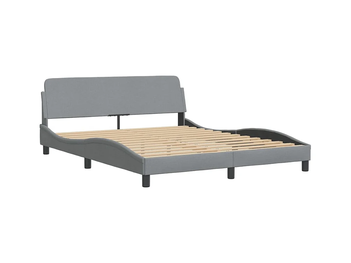 Cadre de lit avec tête de lit Gris clair 160x200 Tissu