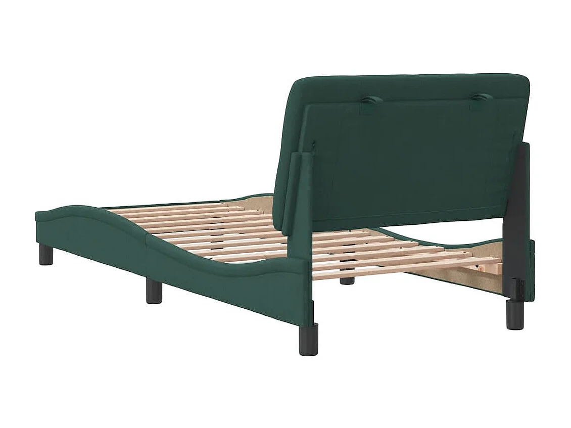 Cadre de lit avec tête de lit Vert foncé 90x200 Velours