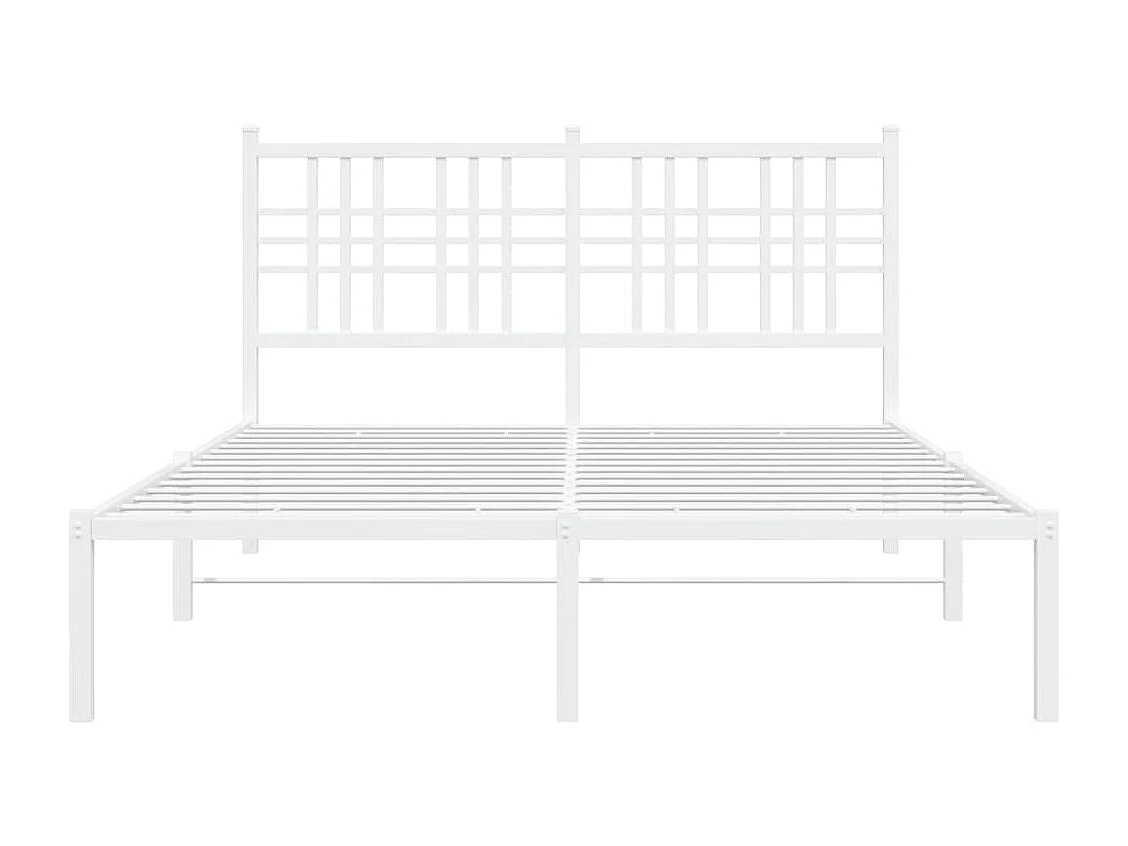 Cadre de lit métal avec tête de lit blanc 140x190