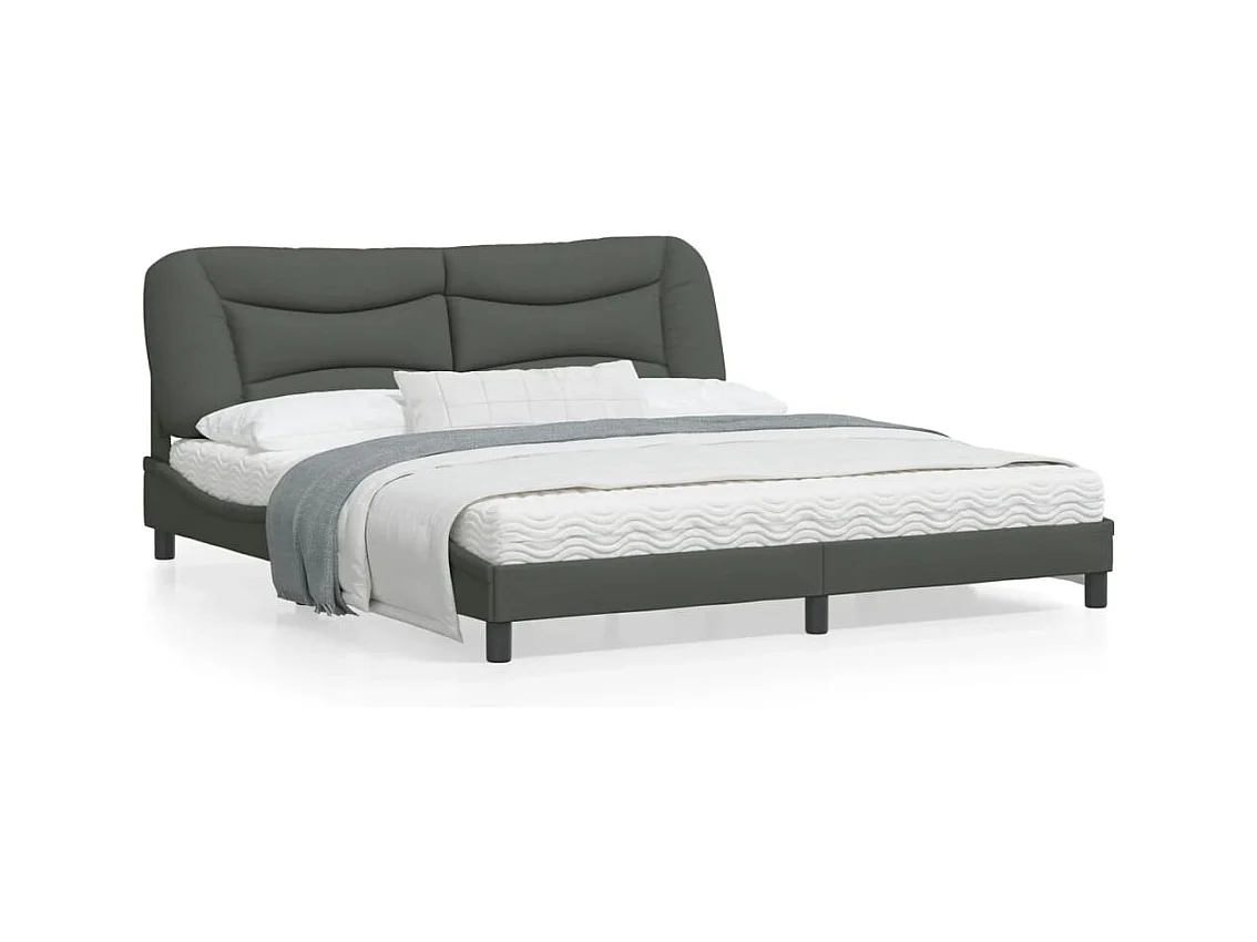 Cadre de lit avec tête de lit Gris foncé 180x200 Tissu