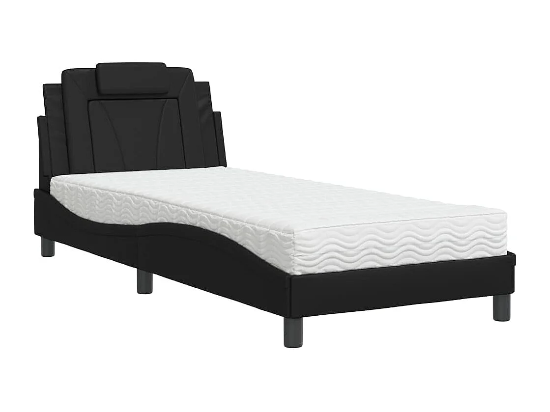 Lit avec matelas noir 80x200 similicuir