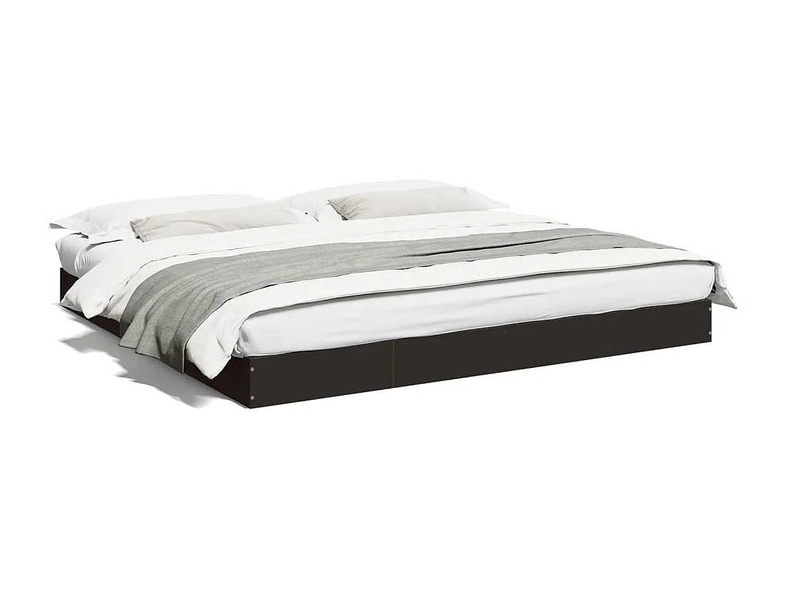 Bedframe bewerkt hout zwart 180x200 cm