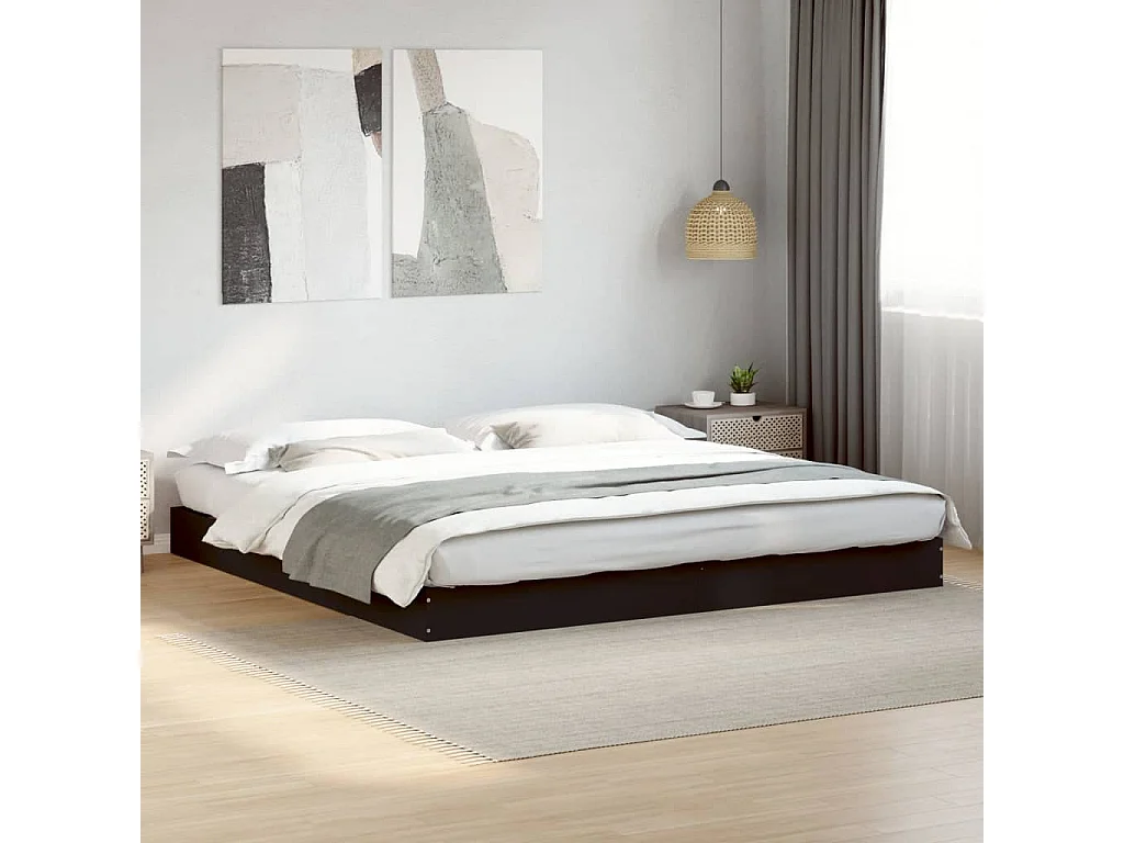 Bedframe bewerkt hout zwart 180x200 cm
