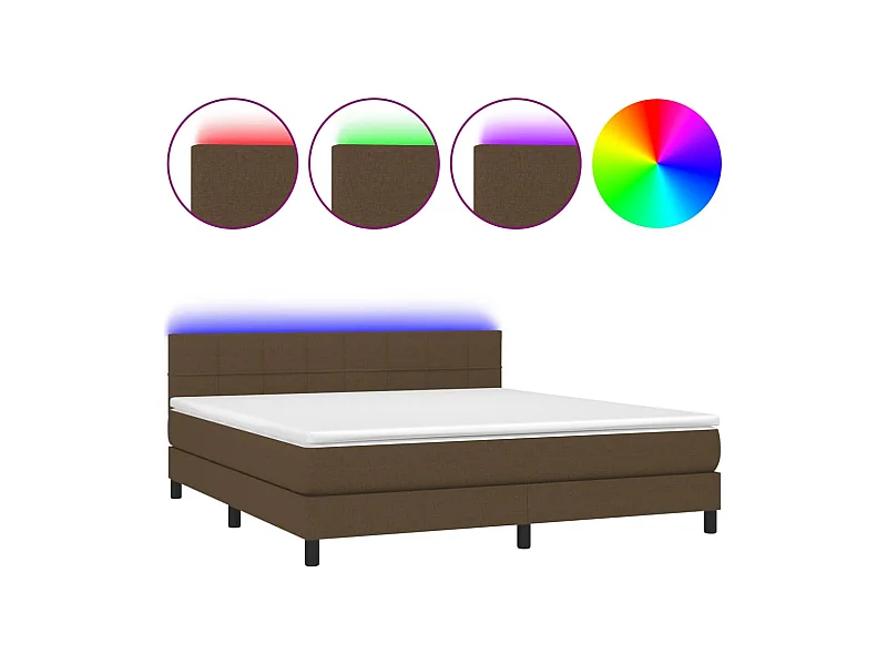 Sommier à lattes de lit matelas et LED Marron foncé 180x200