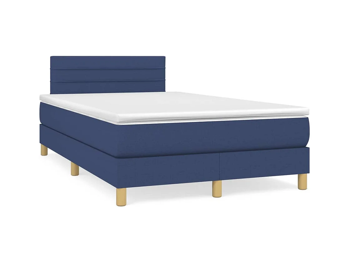 Sommier à lattes de lit matelas et LED bleu 120x190 tissu