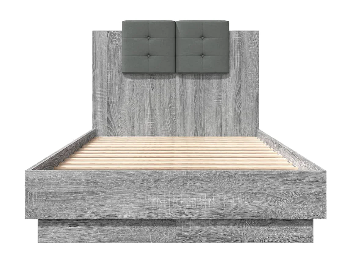 Cadre de lit avec tête de lit sonoma gris 75x190